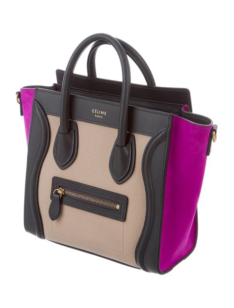 celine luggage nano tricolor|Celine nano luggage tote black.